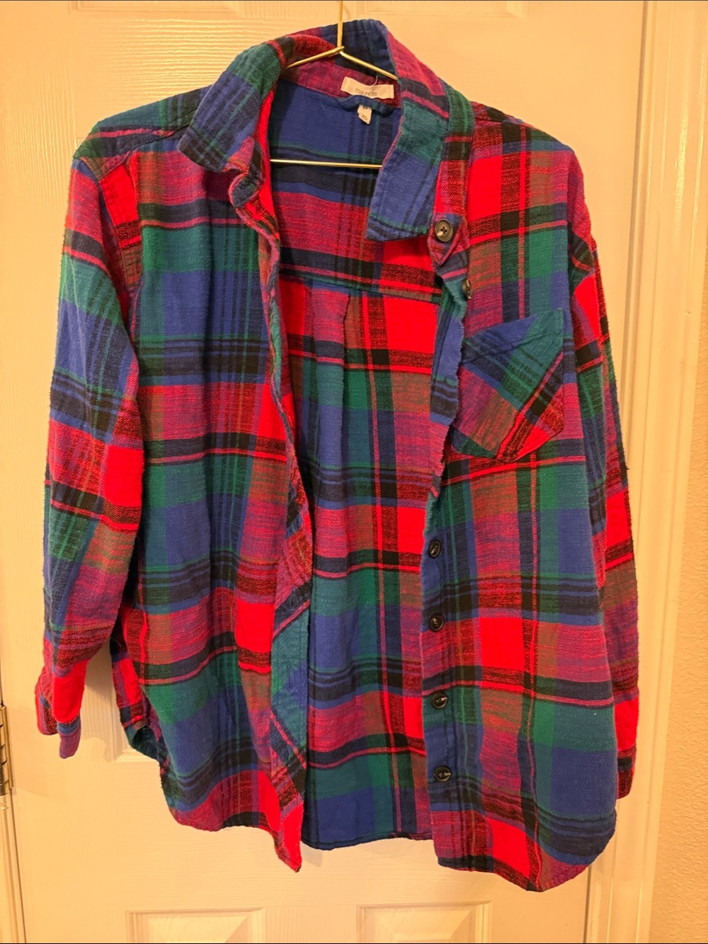 Maurices Red Blue Green Plaid Shirt Jacket